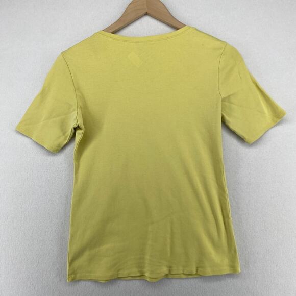EILEEN FISHER Top PM Organic Cotton Ribbed Jersey Scoop Neck Short Sleeve Yellow - Picture 3 of 11